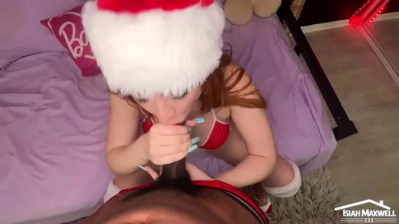 Redhead Grips Monster Black Dick with Both Hands
