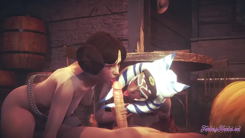 Ahsoka, Leia Starwars XXX 3D 4K Threesome
