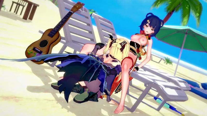 Lesbian Xiangling & Fischl Action