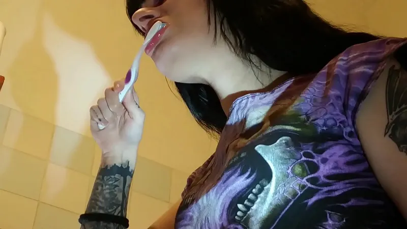 Bondaged Servant Fetishizes Mistress' Tooth Brushing - HD 1080p Part 1