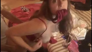 White Amateur Homemade Couple, Satin Lingerie (Panties, Clothed sex), Heels & Stockings, Blowjob, RimJob, Sucking Dick, Licking Cock - POV
