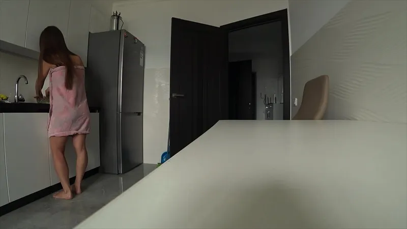 Cheating Wife Fucks Husband's Friend in Kitchen - Home Alone