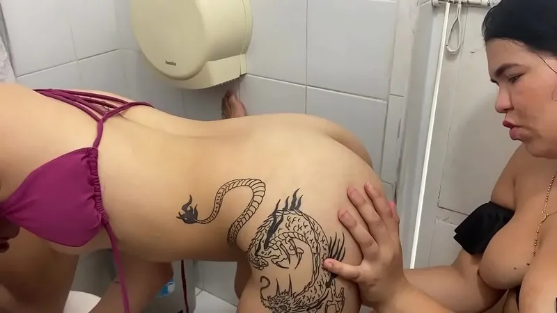 Friend's Pool Party Turns into Threesome Bathroom Fuckfest