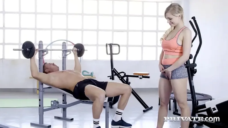 Gabi Gold Gym Trainer Cumshot - Sweaty Blonde Porn