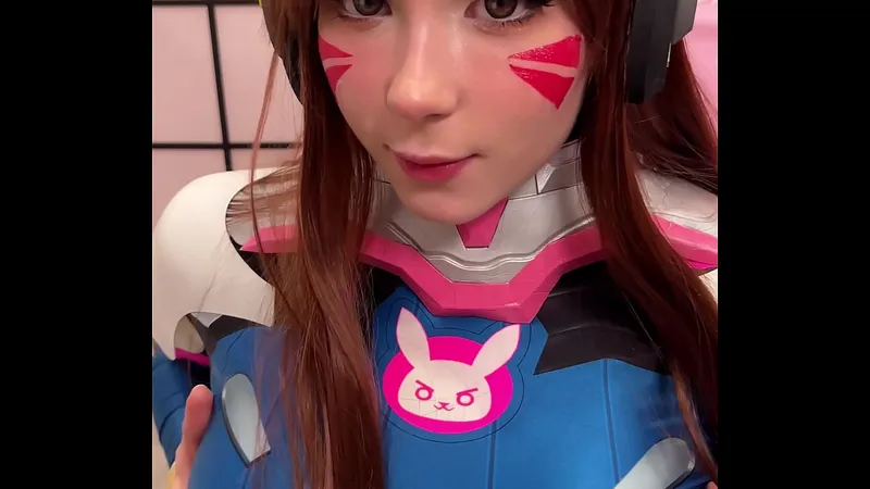 Busty Cosplay D.Va Deepthroats Cock, Facial Cum