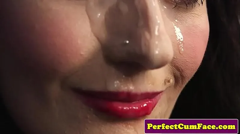 Huge Load on Lingerie Model Facial