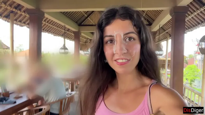 Public Burger Babe Takes Facial, Cumwalk