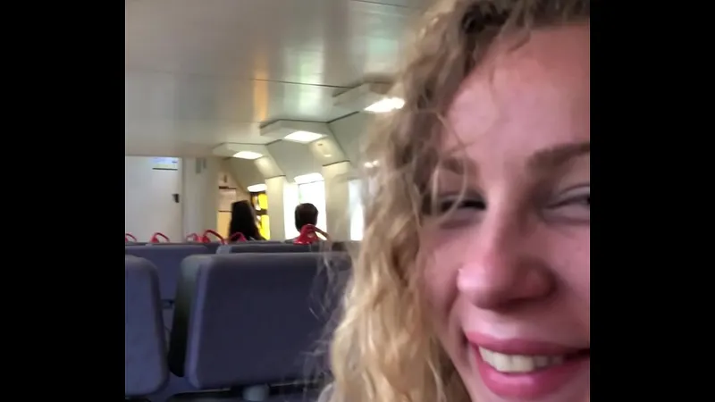Angel Emily's Train Blowjob & Cum Swallow - Intense Orgasm
