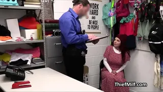 Curvy ginger MILF gets on her knees