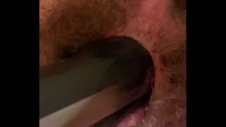 Fucking my hairy cunt with a shaver