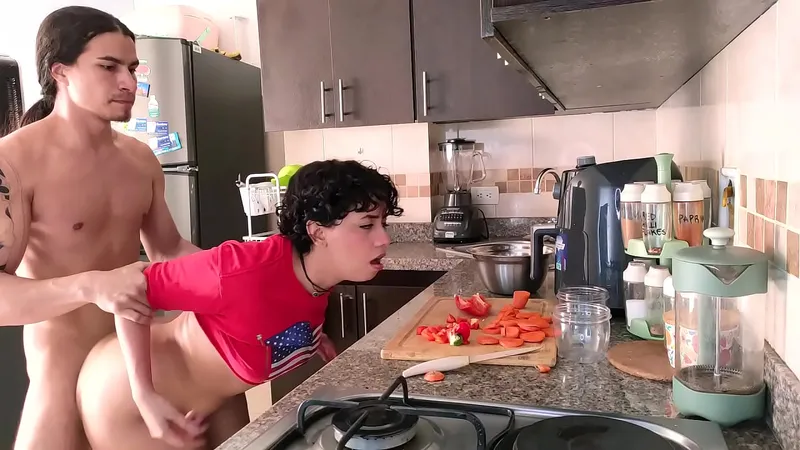 Fucking Pussy While Chopping Veggies