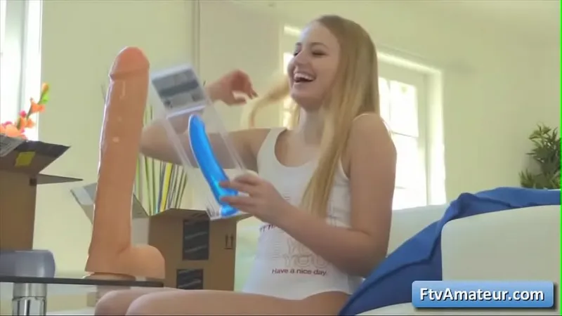 Blonde Teen Unboxes & Uses Sex Toys