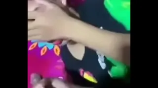 Cute girl khmer playing with boy in the room