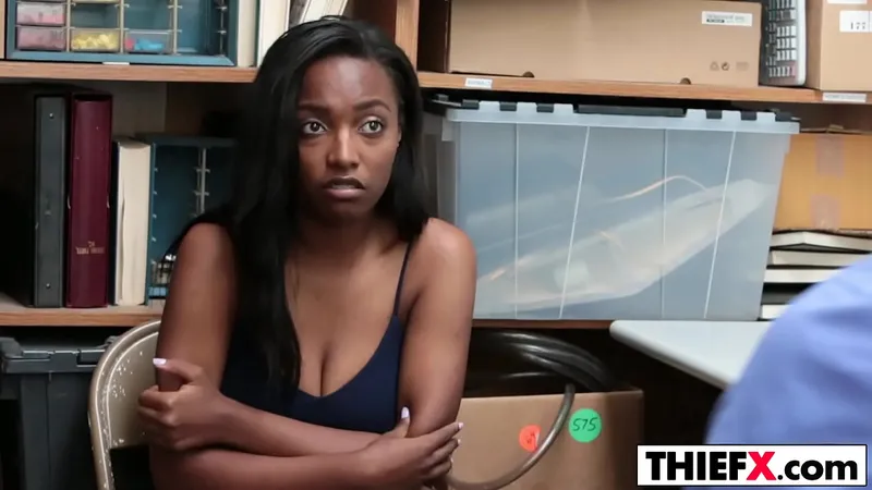 Caught Ebony Shoplifter Interrogation on Cam