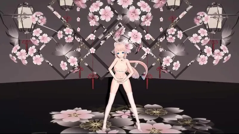 Kokomi Hentai Dance - Catgirl, Blue Eyes MMD 3D Clip