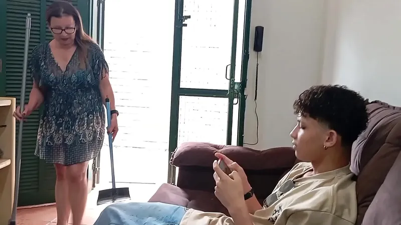 Step-Mom Fucks Son-In-Law Instead Of Cleaning House