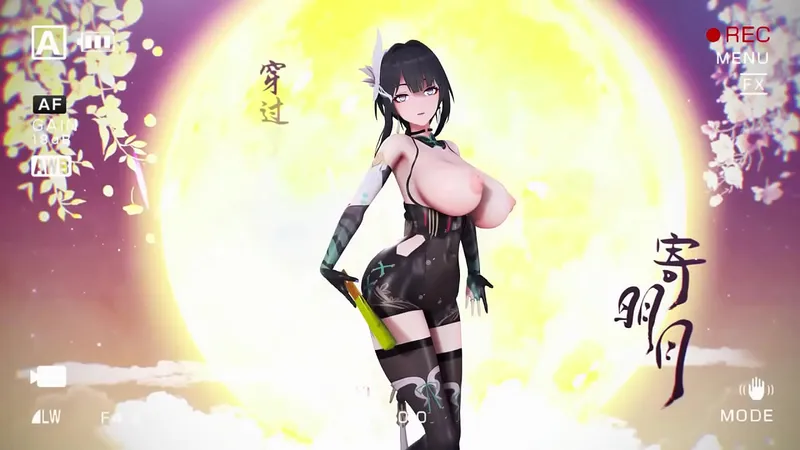 Ying Zhao Big Boobs Striptease, Hentai MMD 3D, Bouncing Breasts, Yellow Hand Fan (CLIP)