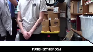 Shoplyfter cock feeding the LP Officer Rachael Cavalli deep down to her throat