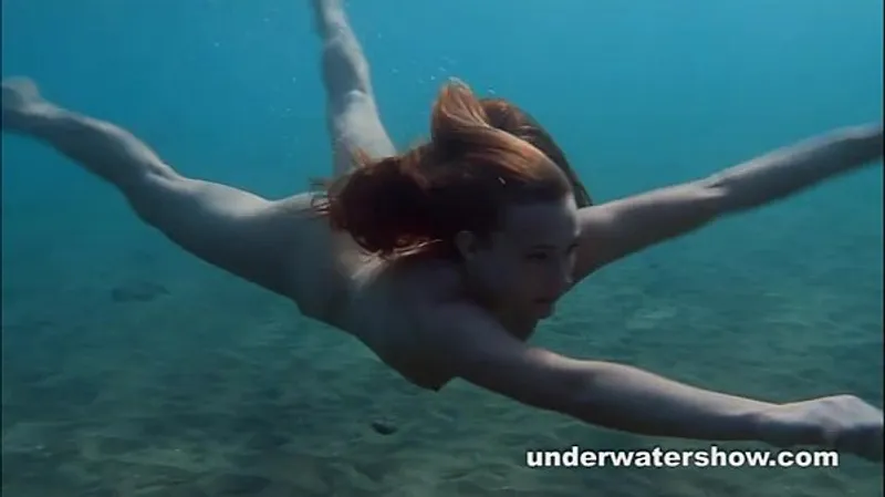 Nude Julia Scuba Dives in Sea