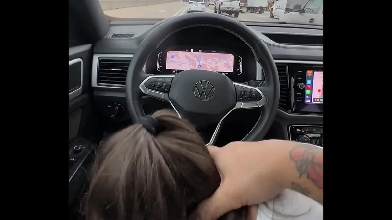 Driving Deepthroat: Skinny Big Titties Pawg Sucks Cock