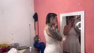 Applying white liquid to your face is delicious!