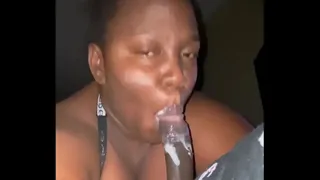 Ebony bbw sloppy deepthroat cum
