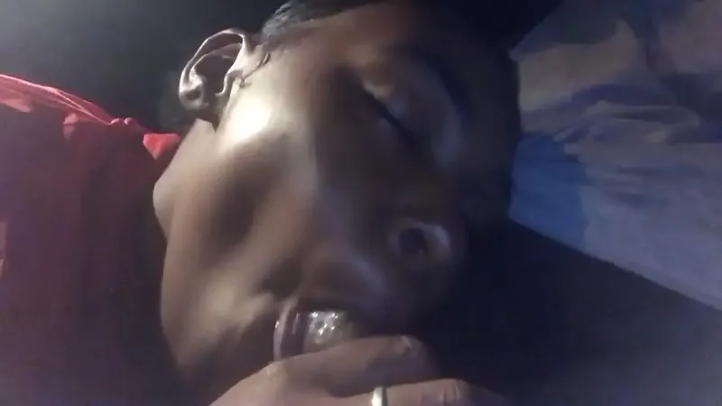 Slobbing Black Babe Sucks Cock