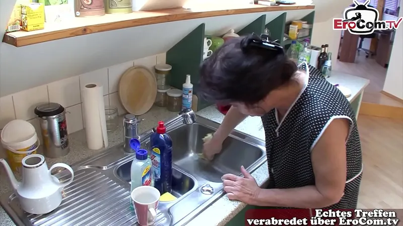 Grandmother Fucked Hard by Step Son in Kitchen (Germany)