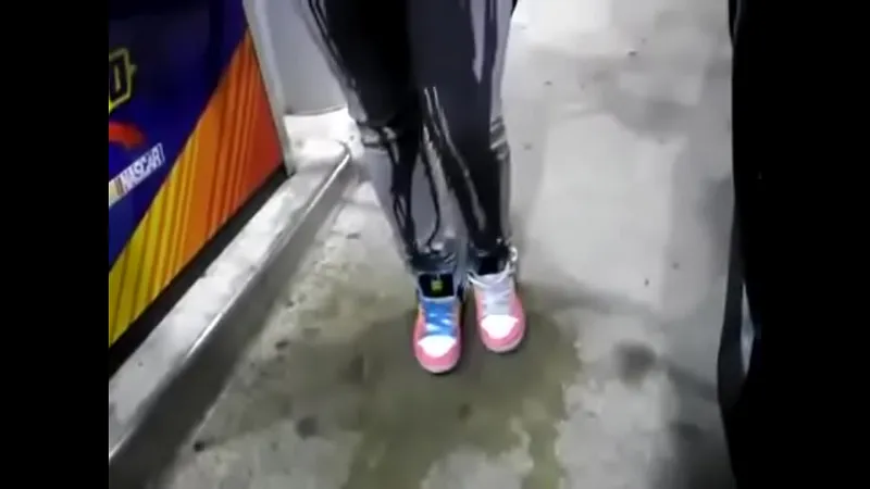 Desperate Girl Gushes Gas Station Peeing While Pumping