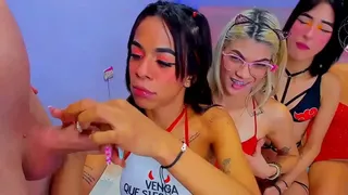Blowjob orgy with four desperate and horny Latina sluts