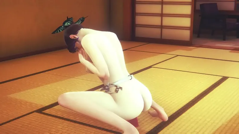 Shinobu Kocho Threesome, Dick Suck + Cum - Demon Slayer Hentai