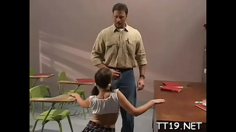 Teacher bangs slender student