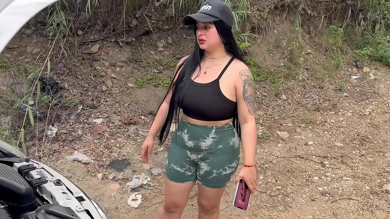 Curvy Colombian fucked outdoors & swallows cum - Antonella Jones!