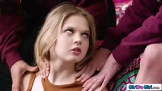 My stepmoms dropped by in my dorm n they feel I could use some experience with lesbian sex.My asian stepmommy rimmed me while the other milf licked me
