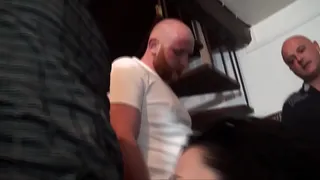 three hotties hard fucked and double penetrated in a big orgy