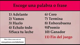 Masturbation game - Choose a number and wait for the result.