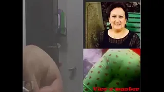 Spying on my step aunt with a shaved twat