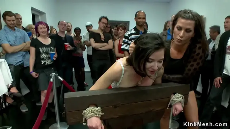 Public Gallery Torment: Ariel X & Brunette Slave in Various Positions