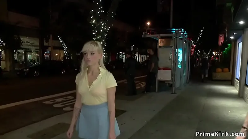 Public BDSM: Busty Mistress Gagged, Knees Outdoors -> Fucked