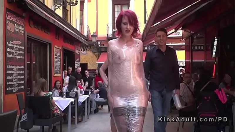 Public Redhead Bondage Scene