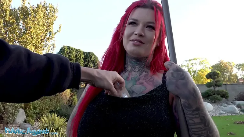 Redhead Pornstar with Big Tits & Tattoos Public Fucking
