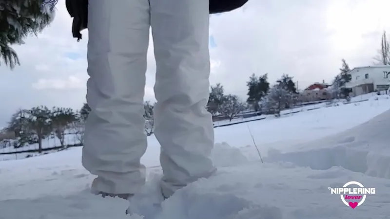 Extreme Snowplay with Nipple Rings & Big Labia Rings - Nippleringlover