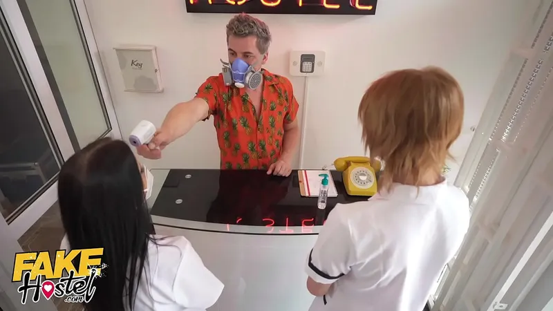 Steamy 3way Hostel - Manager, Sexy Maids
