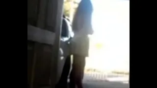 Young white woman Married beginner to Exhibition turning the Queen of Spades with huge consolation on a public road at the door of the house, the husband Cuck accepts and encourages