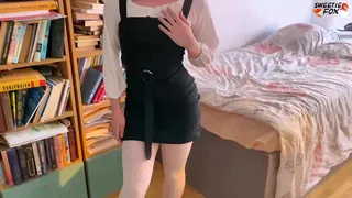 Horny Girl in Tights Footjob and Fucking - Homemade