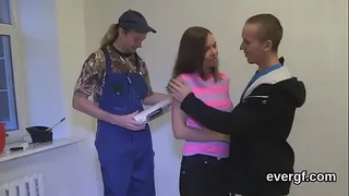 Nasty girl reams for money in front of her own bf