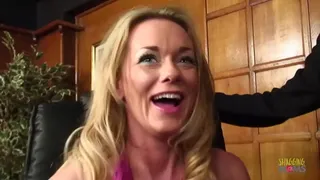 When her girlfriend invited her to the strip club, the blonde milf with big boobs thought it just going to be one of those boring nights. But everything changed when a guy joined them in a threesome.