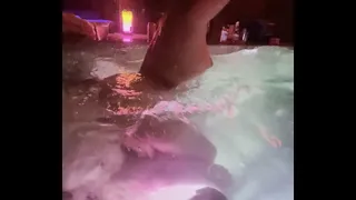 Cuckold filming in the pool, under the water.
