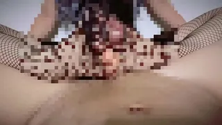 Cock that pleases with fishnet footjob.