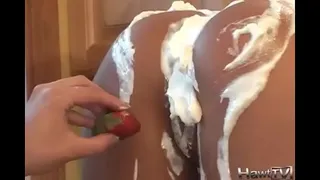 Naughty Teen Girls use Whipped Cream and Strawberries
